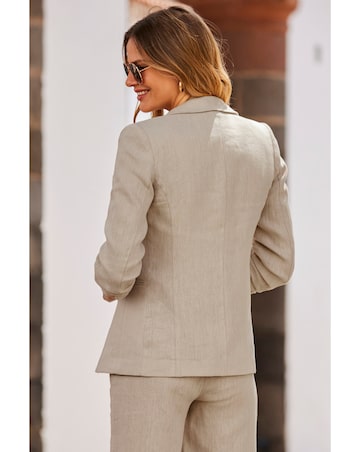 Sosandar 100% Linen Ruched Sleeve Blazer