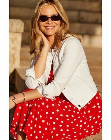 Sosandar Denim Jacket with Silver Button Detail