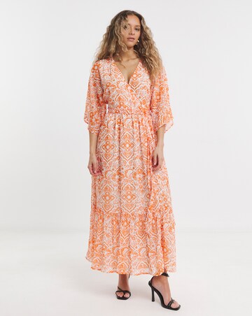 Lovedrobe Kimono Sleeve Faux Wrap Midaxi With Tie Belt