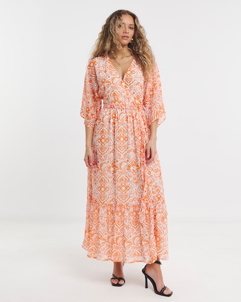 Lovedrobe Kimono Sleeve Faux Wrap Midaxi With Tie Belt