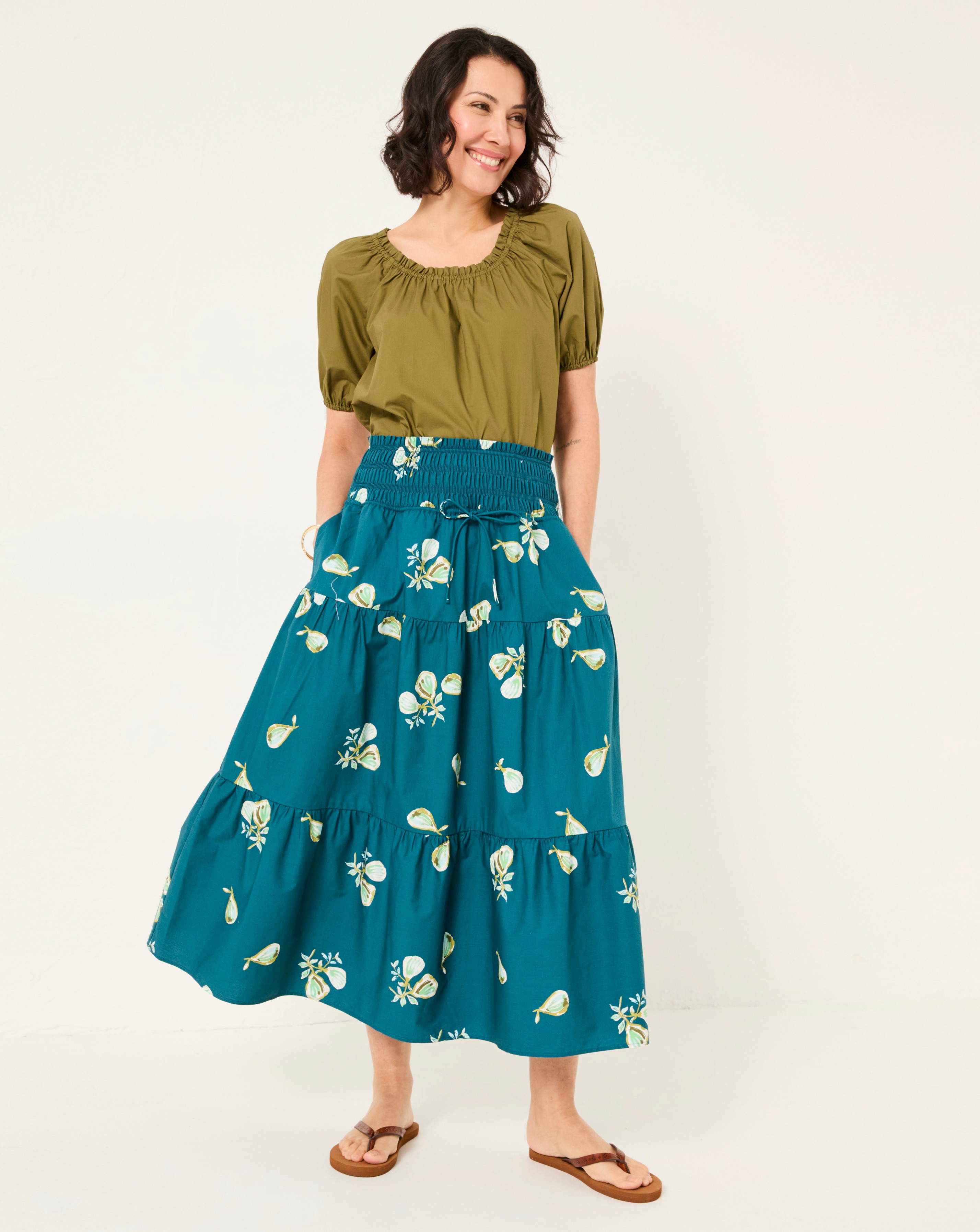 FatFace Ricky Fig Print Midi Skirt