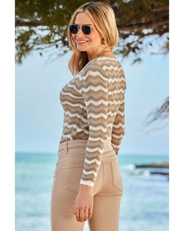 Sosandar Chevron Stripe Square Neck Jumper