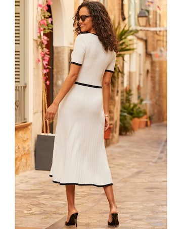 Sosandar Tipped Fit and Flare Midaxi Dress