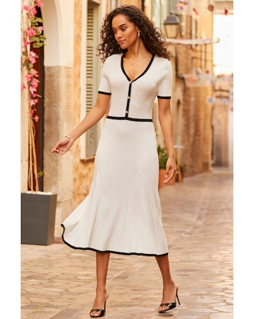 Sosandar Tipped Fit and Flare Midaxi Dress