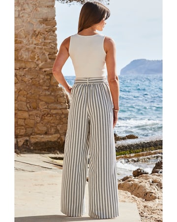 Sosandar Black and White Stripe Wide Leg Trousers