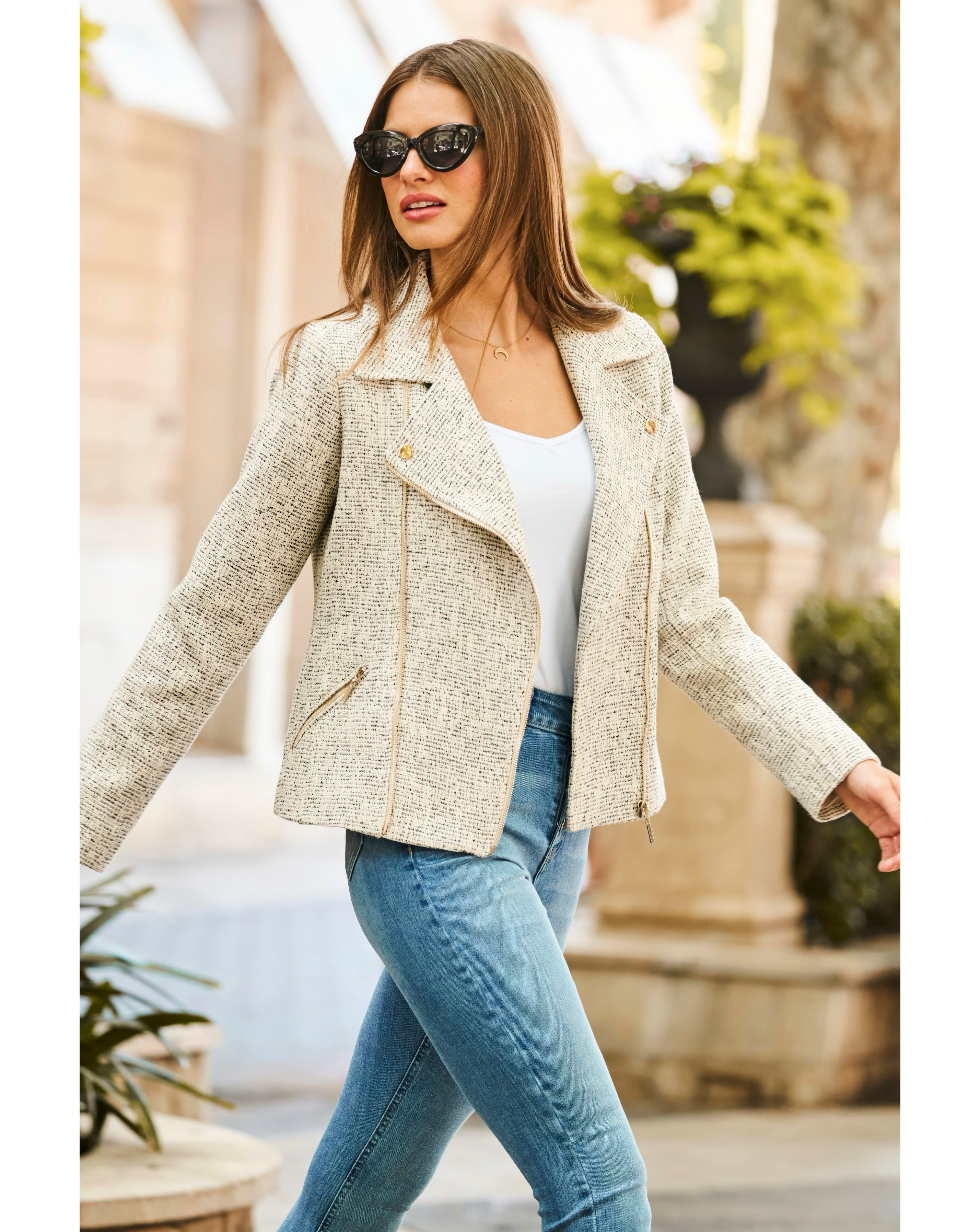 Sosandar Boucle Biker Jacket