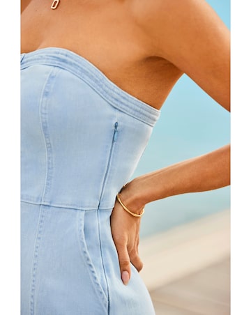 Sosandar Lightwash Denim Fit and Flare Midi Dress