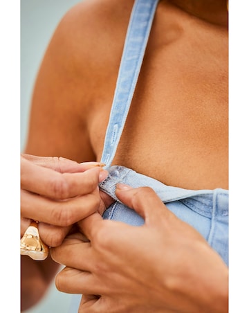 Sosandar Lightwash Denim Fit and Flare Midi Dress