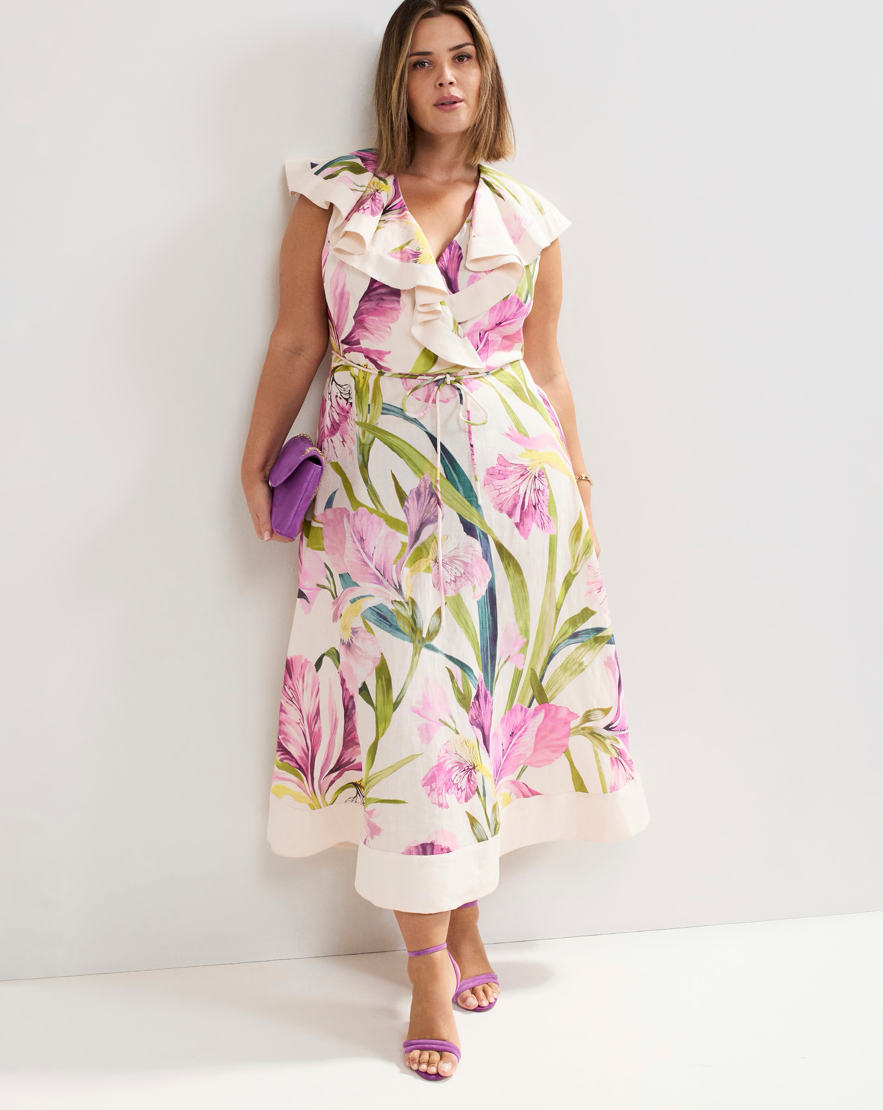 Phase Eight Floral Ruffle Midi Dress