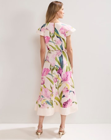 Phase Eight Matilda Floral Linen Ruffle Midi Dress