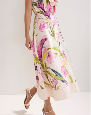 Phase Eight Matilda Floral Linen Ruffle Midi Dress