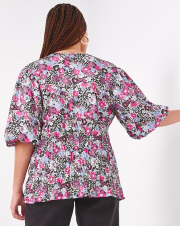 Wrap Front Shirred Top