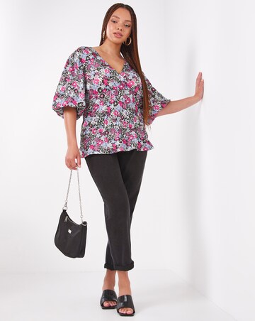 Wrap Front Shirred Top