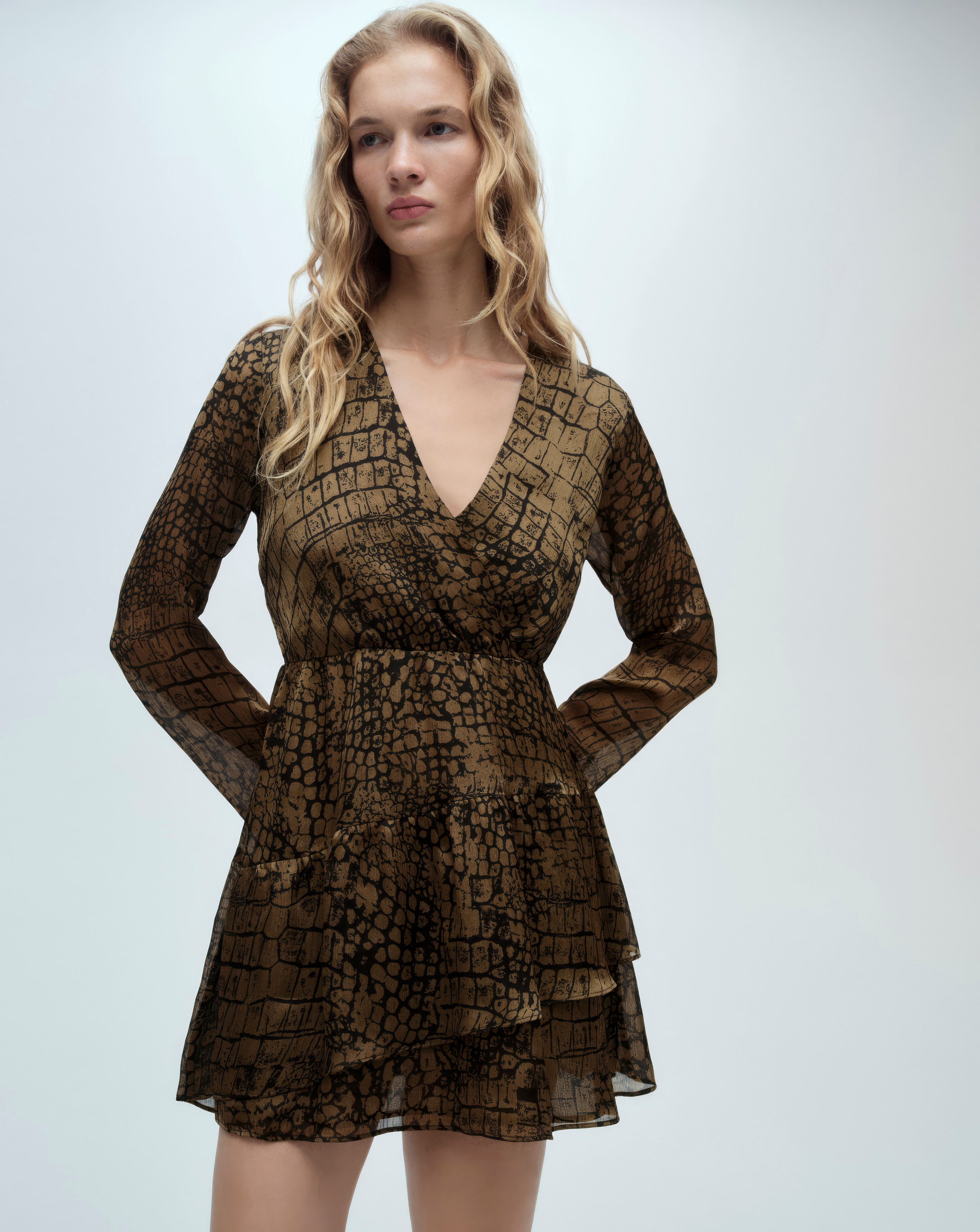 Mango Animal Print Ruffle Dress