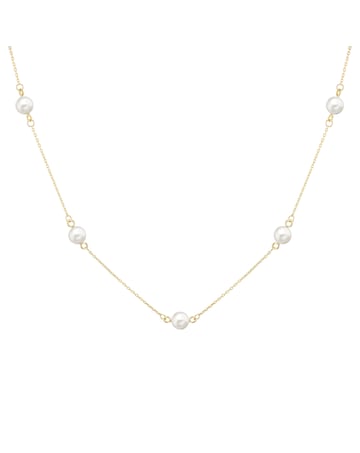 9ct Yellow Gold Pearl Station Necklace
