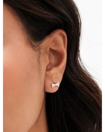 Simply Silver 925 Pearl CZ Bow Studs