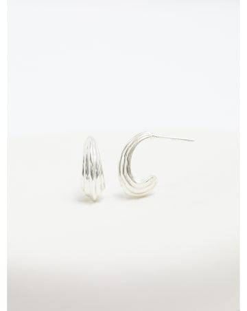 Simply Silver 925 Polished Ridged Hoops