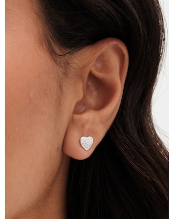 Simply Silver 925 Pave Heart Studs