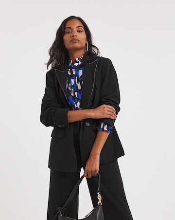Contrast Stitch Scuba Crepe Blazer