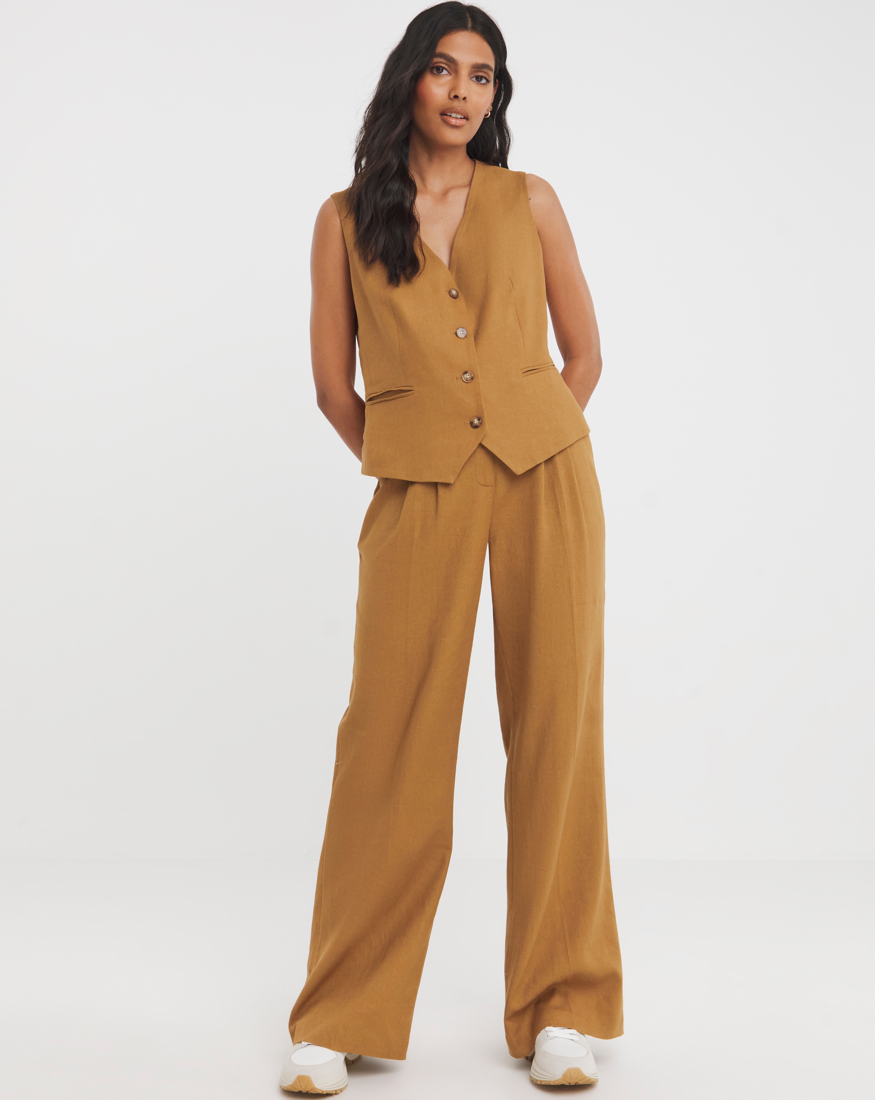 Linen Button Front Waistcoat