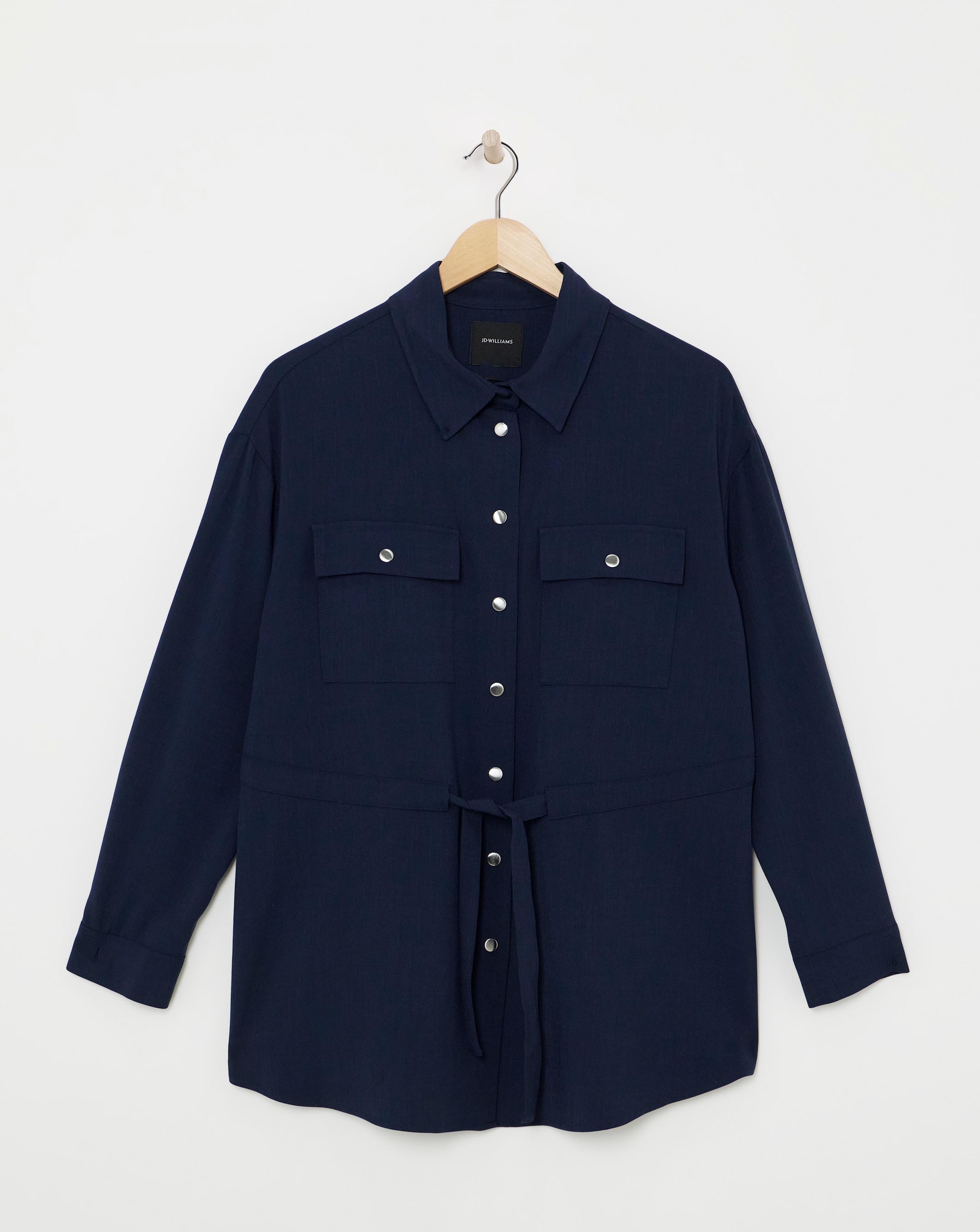 Deep Navy Tie Waist Overshirt