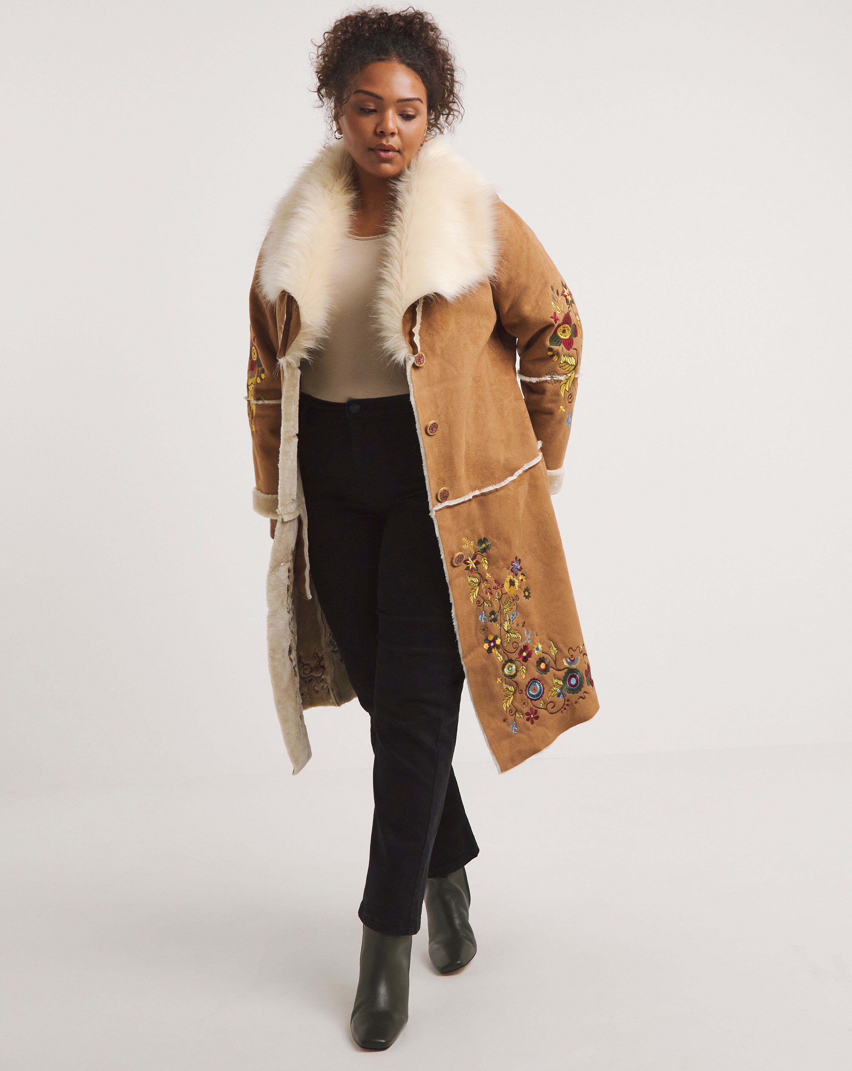 Joe Browns Enchanting Embroidered Faux Fur Coat | Ambrose Wilson