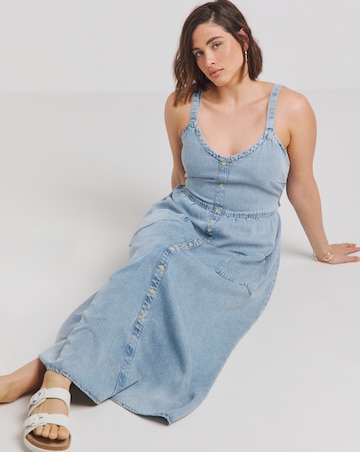 Simply Be Light Wash Lyocell Bow Back Maxi Dress