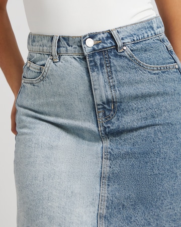 Simply Be Mid Blue Patchwork Denim Mini Skirt